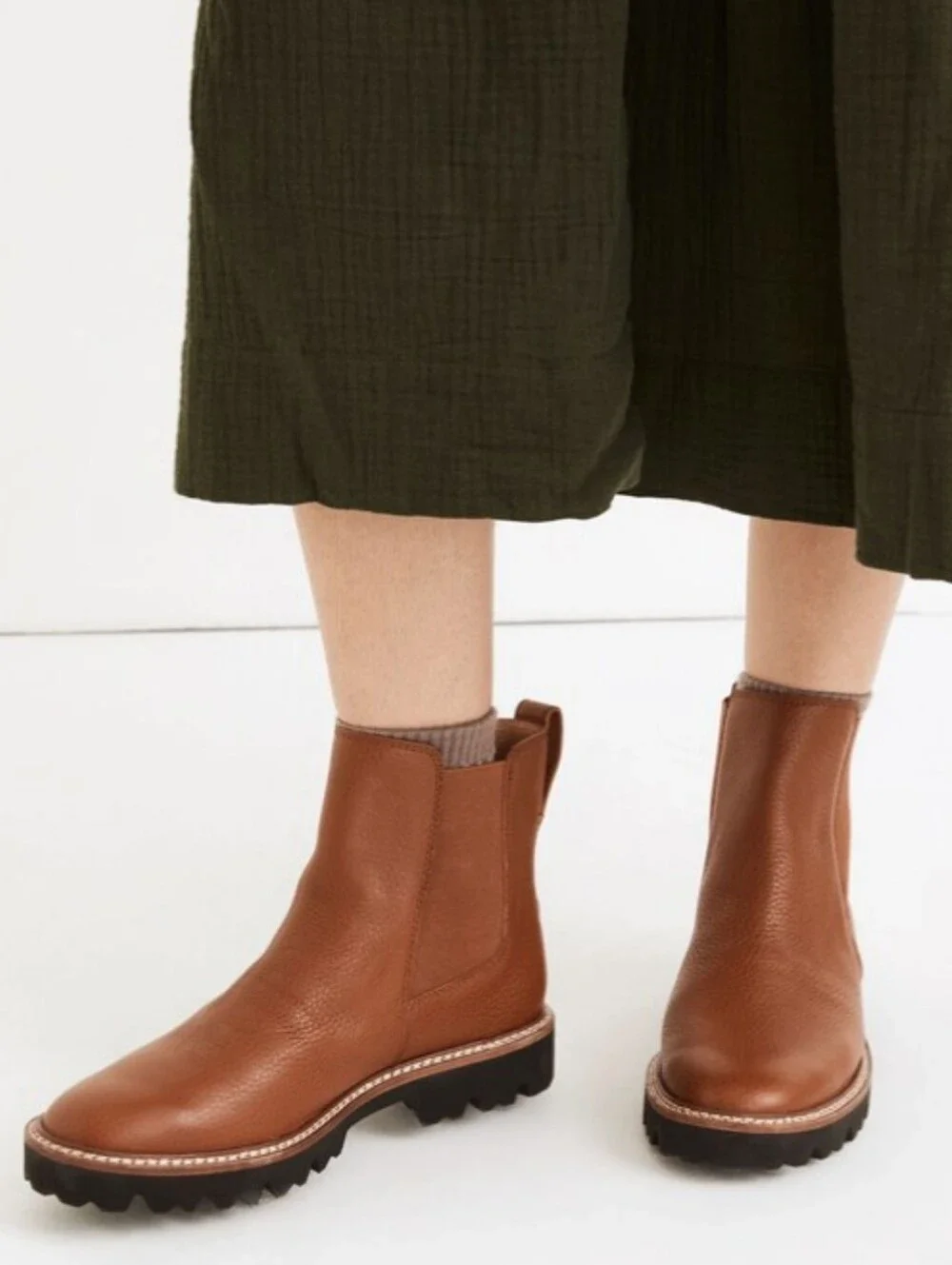 Madewell The Citywalk Lugsole Chelsea Leather Boots Size 9.5